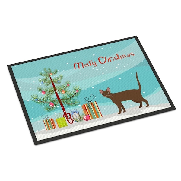 Carolines Treasures 24 x 36 in. Havana Brown Cat Merry Christmas Indoor or Outdoor Mat CK4629JMAT - main